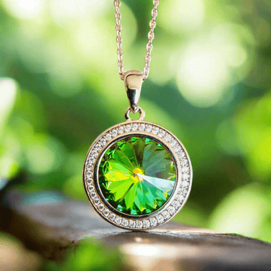 18kt White Gold Plated Swarovski Crystal Pendant Diamonte Round Bezel vitrail Medium - Ai NeDefault Category