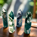 Moss Agate Crystal Point 7.5 cm