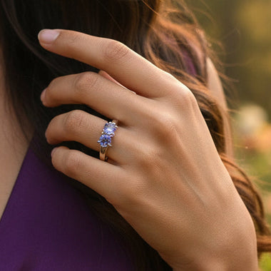 925 Sterling Silver Authentic Tanzanite Crystal Ring | Spiritual Awareness Intuition Transformation - Ai NeDefault Category