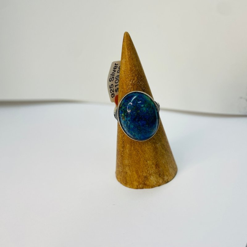 925 Sterling Silver Azurite Malachite Crystal Gemstone Ring Oval Shaped - Ai NeDefault Category