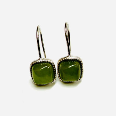 925 Sterling Silver Blue Jade Square Crystal Earring | Harmony Prosperity Protection - Ai NeDefault Category