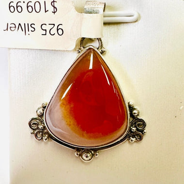 925 Sterling Silver Carnelian Crystal Pendant 22mm - Ai NeDefault Category