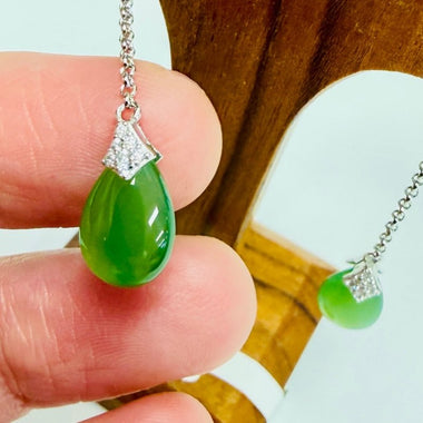 925 Sterling Silver Drop Jade Crystal Earring | Harmony Prosperity Protection - Ai NeDefault Category