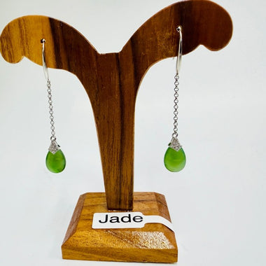 925 Sterling Silver Drop Jade Crystal Earring | Harmony Prosperity Protection - Ai NeDefault Category