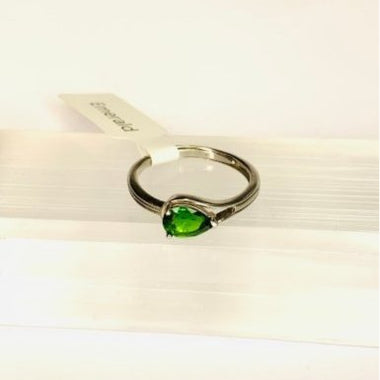 925 Sterling Silver Drop Shaped Emerald Precious Stone Ring | transformation Protection Health - Ai NeDefault Category