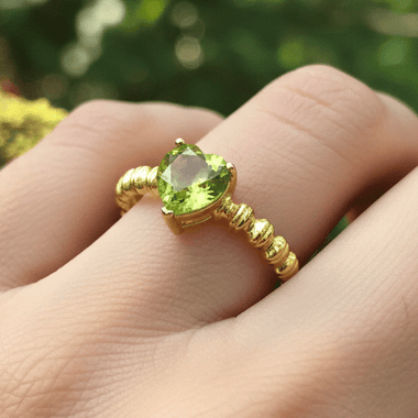 925 Sterling Silver Gold Plated Peridot Ring Crystal Gemstone - Ai NeDefault Category