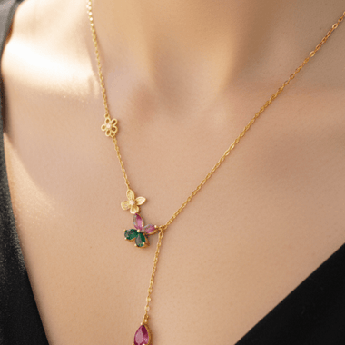 925 Sterling Silver Gold Plated Tourmaline Crystal Necklace | Balance Protection Grounding - Ai NeDefault Category