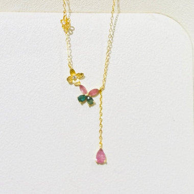 925 Sterling Silver Gold Plated Tourmaline Crystal Necklace | Balance Protection Grounding - Ai NeDefault Category