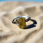 925 Sterling Silver Golden Rutilated Quartz Crystal Ring - Ai NeGifts & Crystals