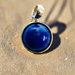 925 Sterling Silver Large Round Lapis Lazuli Crystal Pendant - Ai NeGifts & Crystals