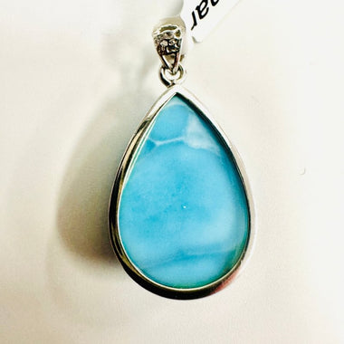 925 Sterling Silver Larimar Drop Crystal Pendant | Soothing - Ai NeDefault Category