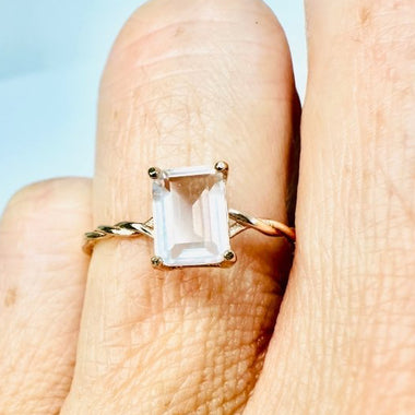 925 Sterling Silver Rose Gold Plated Ring Crystal Gemstone Rose Quartz - Ai NeDefault Category