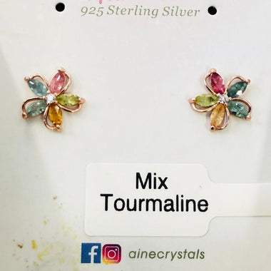 925 Sterling Silver Rose Gold Plated Tourmaline Crystal Earring | Balance Protection Grounding - Ai NeDefault Category