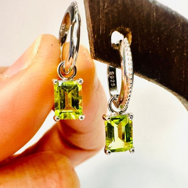 925 Sterling Silver Sleeper Peridot Earrings Crystals Gemstone - Ai NeDefault Category