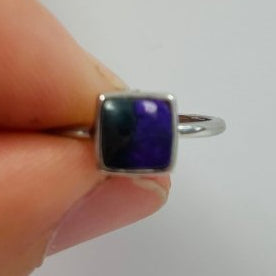 925 Sterling Silver Square Sugilite Crystal Ring | Spiritual Growth Protection Healing - Ai NeDefault Category