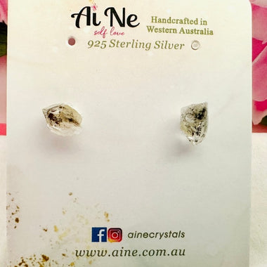 925 Sterling Silver Stud Earrings Crystals Gemstone Raw Herkimer Diamond - Ai NeDefault Category