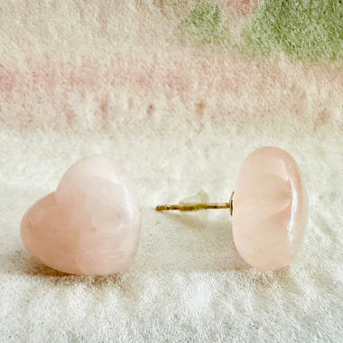 925 Sterling Silver Stud Earrings Heart shape Crystals Gemstone Rose Quartz - Ai NeDefault Category