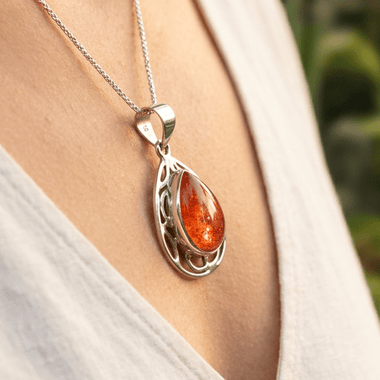 925 Sterling Silver Sunstone Crystal Pendant 17mm - Ai NeDefault Category
