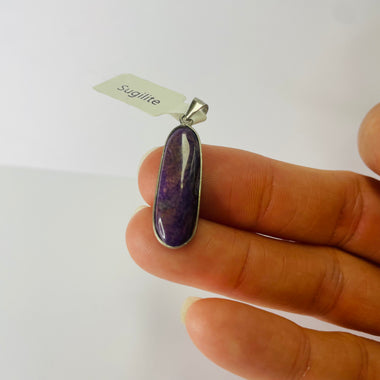 925 Sterling Silver Oval Shaped Sugilite Crystal Pendant | Spiritual Growth Protection Healing