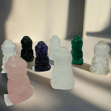 Beautiful Small Meditating Buddha Crystal Carvings over 3cm tall