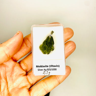 Genuine Moldavite Pendant from Czech Republic 2.3 grams total weight including silver