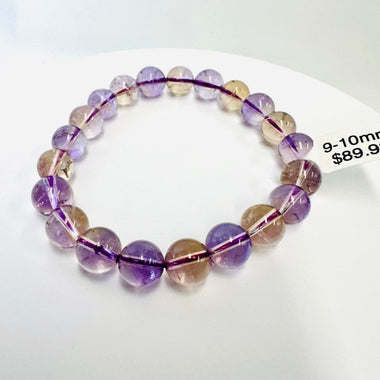 Ametrine Crystal Round Bead Bracelet 9 - 10mm - Ai NeGifts & Crystals