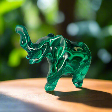 Authentic Malachite Natural Crystal Elephant 152 grams Stone of Transformation - Ai NeDefault Category