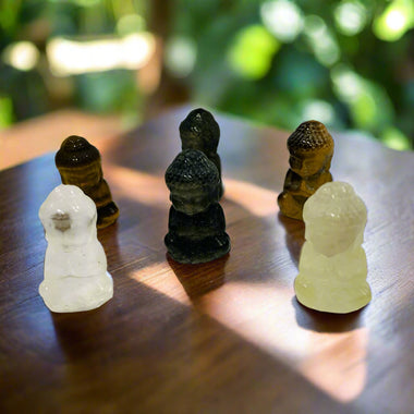 Beautiful Meditating Buddha Crystal Carvings Approximately 2.5cm tall - Ai NeGifts & Crystals