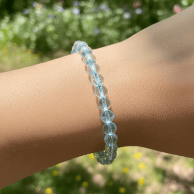 Blue Topaz Gemstone Crystals Elastic Bracelet 7mm - Ai NeJewellery