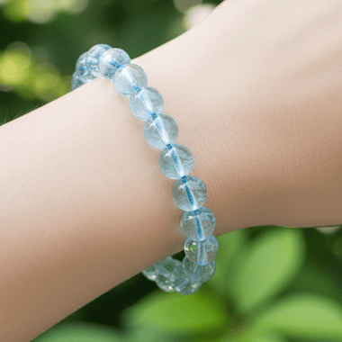 Blue Topaz Gemstone Crystals Elastic Bracelet 8-9mm - Ai NeJewellery