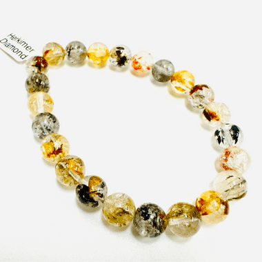 Colourful Herkimer Diamond Gemstone Crystals Elastic Bracelet 9mm - Ai NeJewellery