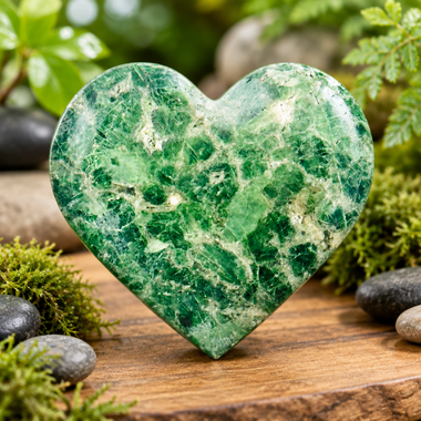 Diopside Crystal Love Heart Carving 10cm - Ai NeDefault Category