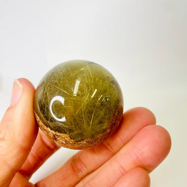 Garden Quartz / Lodolite / Phantom Quartz Crystal Sphere with Rutile 96 grams | Embrace the Mystical Beauty of Nature's Canvas - Ai NeDefault Category