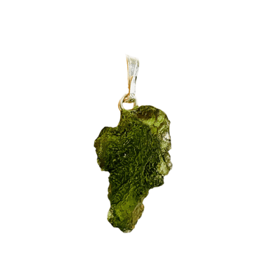 Genuine Moldavite Pendant from Czech Republic 1.7 grams total weight including silver - Ai NeGifts & Crystals