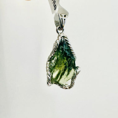 Genuine Moldavite Pendant from Czech Republic 3.7 grams total weight including 925 Sterling Silver - Ai NeGifts & Crystals