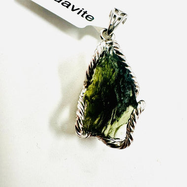 Genuine Moldavite Pendant from Czech Republic 3.7 grams total weight including 925 Sterling Silver - Ai NeGifts & Crystals