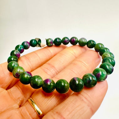 Genuine RUBY Zoisite Gemstone Crystal Bracelet 7 mm - Ai NeJewellery