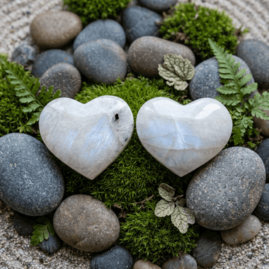 Moonstone Crystal Heart 100 grams | 6.5cm - Ai NeJewellery