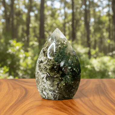 Moss Agate Crystal Flame 339 grams | 10cm - Ai Ne