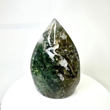 Moss Agate Crystal Flame 339 grams | 10cm - Ai Ne