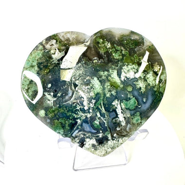 Moss Agate Crystal Heart 317grams | 10cm - Ai Ne