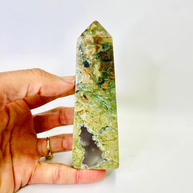 Moss Agate Crystal Tower 194 grams | 11.5cm - Ai Ne