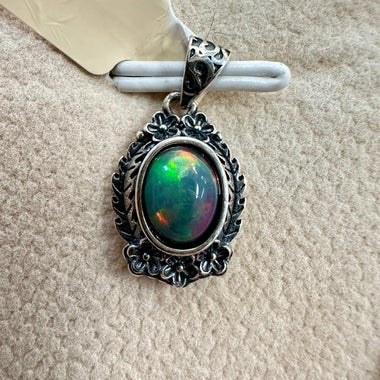 Opal Sterling Silver Crystal Pendant - Ai NeJewellery