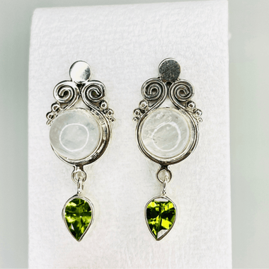 Peridot & Moonstone Crystal Earrings - Ai NeJewellery
