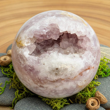 Pink Amethyst Flower Agate Gemstone Crystal Sphere 6cm - 283 grams - Ai NeDefault Category