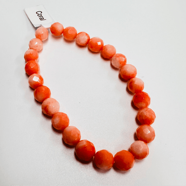 Pink Sea Coral Bracelet Faceted Round size 7mm - Ai NeJewellery