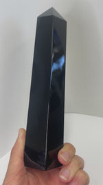 Genuine Black Obsidian Gemstone Crystal Tower 660 grams