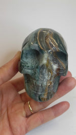 Large Ocean Jasper Crystal Skull 457 grams | Embrace the Tranquility of Oceanic Energies