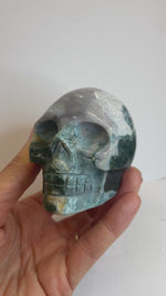 Large Ocean Jasper Crystal Skull 412 grams | Embrace the Tranquility of Oceanic Energies