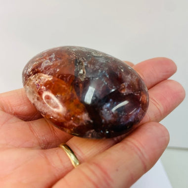 Red Quartz Hematiod Crystal Palm Stone 82 grams 5.5 - Ai Ne